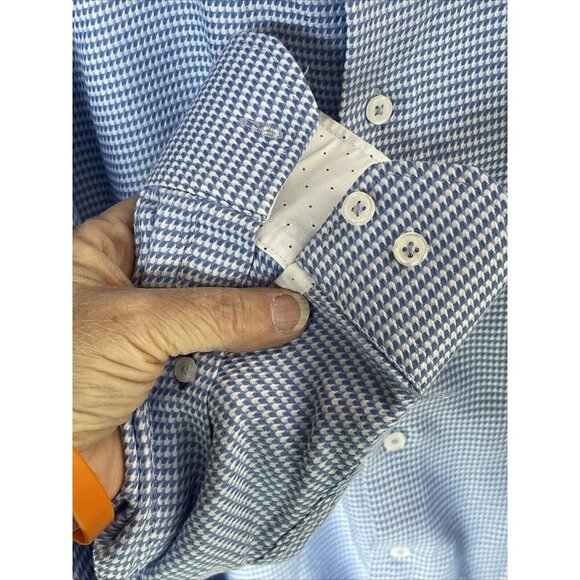 Report Collection Performance Stretch modern‎ Fit Shirt Men’s 18”34/35Blue Check - Picture 7 of 16